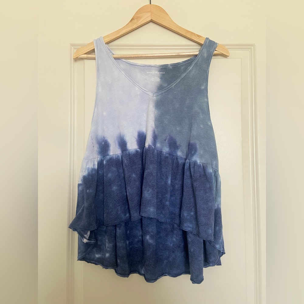 American Eagle Blue Tie-Dye Top (L) NWT